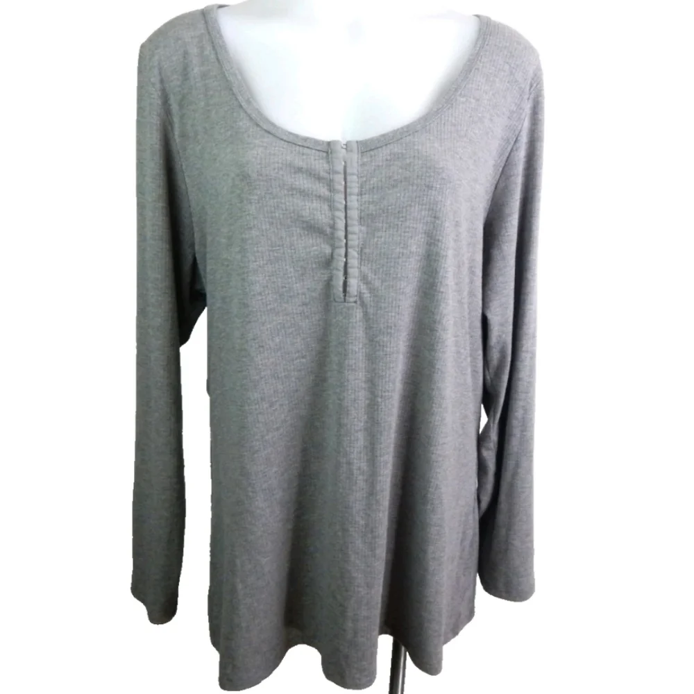 Torrid Super Soft Rib Knit Hook And Eye Henley Tee